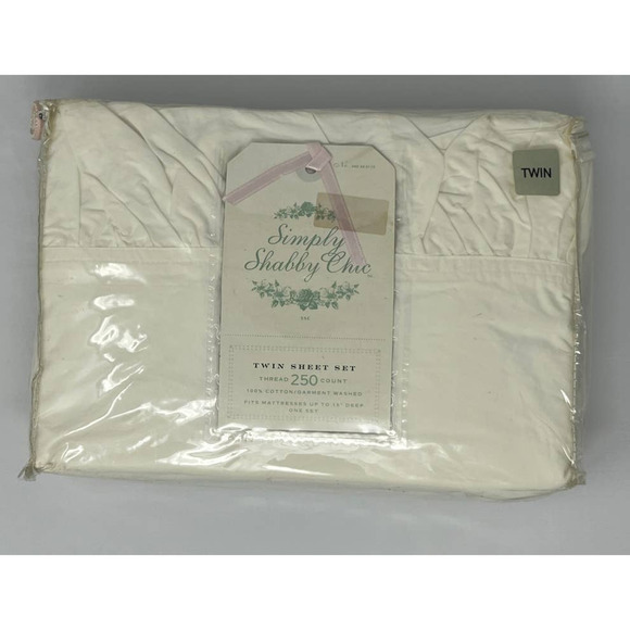 NWT Simply Shabby Chic Rachel Ashwell TWIN sheet set with ruffle - Picture 1 of 5